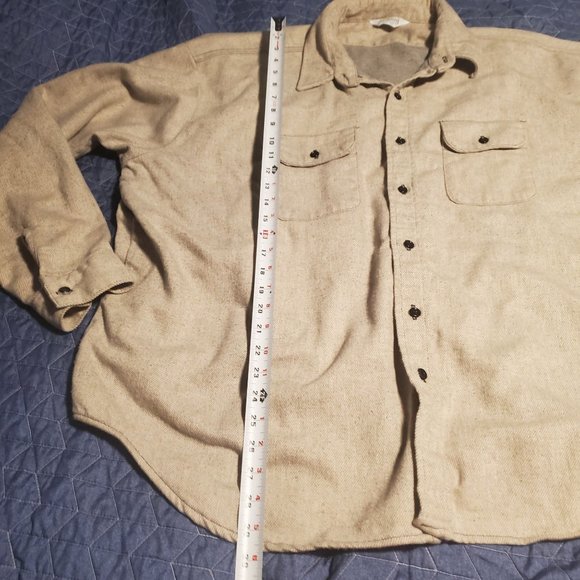 Vintage FiveBrother 4X Heavy Flannel Shirt Beige/Gray BUTTON USA UNION MADE - Picture 9 of 11